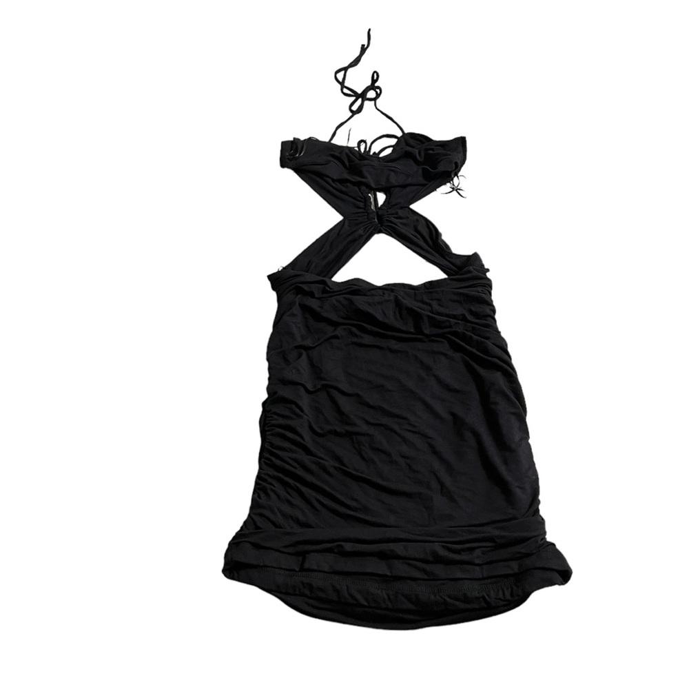 NWT ANTHROPOLOGIE Black Cut Out Ruched Black Dress - Picture 6 of 6